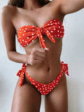 Toloer 2023 Ladies Swwear Dot Print Sexy Bikini Part Bikini-Outfit