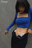 Sleeve U Neck Crop Top Women Sexy Y2K Female Slim Tight Tee Casual Summer Tee Clothes Streetwear Brown women