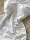 Summer Sexy Drawstring Bodycon Dress Women White Halter Mini Vestidos Ladies High Waist Sleeveless Club Party Robe Female