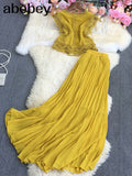 New Spring Autumn Fashion O-neck short sleeve lace patchwork Shirt Top + high waist mid-length pleated Skirt two-piece