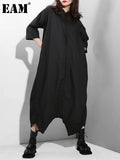 Loose Fit Women Black Wide Leg Long Jumpsuit New High Waist Pocket Stitch Pants Fashion Tide Spring Autumn 2023