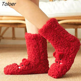 Floor Velvet Thickening Warm Socks Coral Velvet Animal Graphic Socks Japanese-style Home Footwear