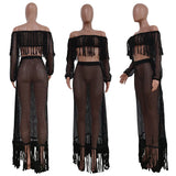 Toloer New Women's Casual Netted Fram Beach Dress 2 Sets-Outfit