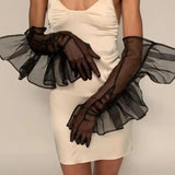Solid Color Mesh Transparent Over Finger Fashion