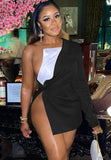 Sexy Patch One Shoulder Split Blazer