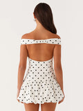 2025 New Sexy Shoulder-Wave Print Mini Dress