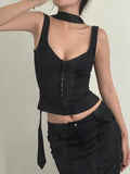 Familiar Wind Around The Neck Invisible Buckle Square Neck Sling Urban Commuter Bosom-Type Waist Thin Short Baboon