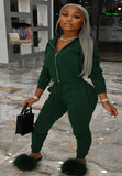 Plus Size Zipper Hoodies and Pants 2 Piece