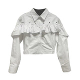 Wind Top Women 2025 Spring New Temperament Elegant Comfortable Leisure Body Loaf Side Short Shirt