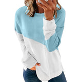 Autumn New Long-Sleeved Round Neck Bump Color Loose Shirt T-Shirt Top