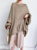 Big Size Gray Knitting Sweater Loose Fit Round Neck Long Sleeve Women Pullovers New Fashion Autumn Winter 2022