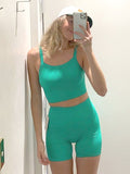 Cropped Vest and High Waist Shorts 2 Piece Basic