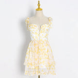 Sexy Print Colorblock Sling Dress For Women Square Collar Sleeveless High Waist Mini Dresses Female Clothing