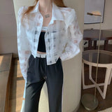 Summer Harajuku Sun Protection Coat Long Sleeve Transparent Jacket Gradient Sequin Female Jacket Women Feminine