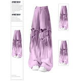 Mm Dopamine Wearing Gradient Love Straps With Ripped Jeans Women's Large Size Loose Thin Broad Leg