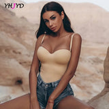 Strap Bodysuit for Women Bodycon White Black Women's Sexy Body Push Up Sleeveless Top Summer Jumpsuit Female