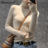 Women Winter Sweater 2020 Casual Solid Elsticity Pullover Knitted Woman Sweaters Black Turtleneck Sweater