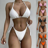 Solid Color Swimsuit Women Swimwear Summer 2022 Sexy Bikini Hollow Out Swimsuit Thong Biquini Bikini Set Bathing
