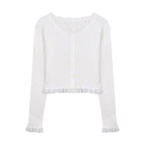 Lace Knit Cardigan Women's Summer Design French Bow Black Cardigan