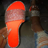 Beaded Slippers Women Summer Sandals Fashion Bling Candy Color Flip Flops Beach Diamond Flat Slippers Outdoor