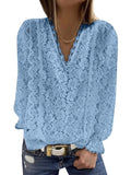 Size Loose Women For Blouses 2022 New O Neck Long Sleeve Elegant Chic Ladies Lace Shirt Tops Fashion Casual Women
