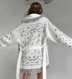 Print Boho Fringe Jacket with