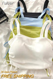 Cotton Camis Women With Bra Pad Drawstring Y2K Crop Tops Sports Tank Tops Backless For Women Camisole New