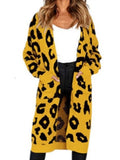 Autumn Winter Long Leopard Cardigan Women Knitted Sweater Oversized Coat Colorful Long Sleeve Women's Clothing Female