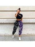 Letter Print High street Sweatpants Women Fashion High Waist Trouser Joggers Pants Drawstring Trousers Harem Pants