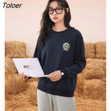 Women Fleece Sweatshirt 2022 Winter Long Sleeve O Neck Loose Hoodie Cute Dog Print Warm Casual Streetwear