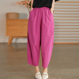 Summer Women's Capri Pants Oversize High Waist Calf-Length Loose Trousers Casual Cotton Harem Pants for Women