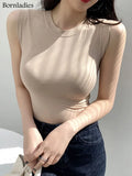 2022 Spring Summer Sexy Goth Vest T-shirt for Women New Fashion O-neck Slim Top Sleeveless Solid T-shirt Basic