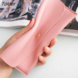 Women Colorful Hasp Chic Elegant Simple Card Holder PU Leather Long Purse Womens Wallet Fashion Korean Style