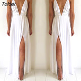 Sexy Maxi Dress Women Sleeveless Backless Boho Long Dress Bridesmaid Formal Summer Party Bandage Slit Dress