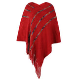 Plus Size Spring Autumn Striped Poncho Women Sweater Oversized Jumper Knitwear Holiday White Vintage Cape Sleeveless