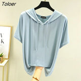 T-shirts Women Hooded Fashion Loose Casual All-match Korean Style Solid Simple Y2k Aesthetic Футболка Женский Cozy Chic