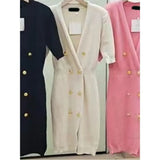 New Women's Bandage Dress V-neck Short Sleeve Skinny Mini Dress Summer Chic Button Sexy Celebrity Party