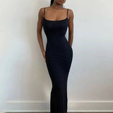 Backless Slim Sexy Slip Maxi Dress 2022 Spring Women Party Y2K Concise Bodycon Dress Summer Elegant Clothing