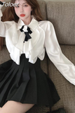 Womens Tops Chiffon Ruffles Blouses Loose Bow White Fashion Shirt Long Sleeve Temperament Blouse 2023 Blusas Mujer De