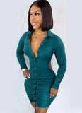 Green Sexy Cut Out Back Ruched Tight Club