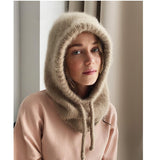 Rabbit Fur Hats Unisexc Winter Knitted Hooded Neck Collar Adjustable Elastic Warm Balaclava