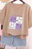 Plus Size T Shirt 100% Cotton L-5XL Tshirt Short Sleeve Women Top 2023 Summer Cartoon T Shirt V Neck Oversized T