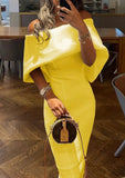 Elegant Off Shoulder Cape Skinny Long
