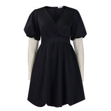 Women's Clothing V-Neck Big Swing Bubble Sleeve Banquet Dress Bridesmaid Dress