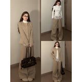 Old Money Style Wearing Long-Sleeved Wool Coat Autumn And Winter Lace Bottoming Sleeves Sleeves Three