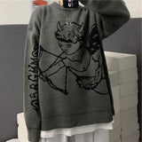 Women Sweaters Winter Streetwear Oversized Sweater Harajuku Knitted Pullover Angel Jacquard Hip Hop Outwear