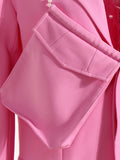 Fashion Women's Blazer Pearl Chain Large Pocket Decoration Slim Hidden Breasted Suit Jackets Summer 2023 New Tide