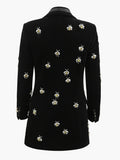 2023 new fashion women clothes turn-down collar full sleeves embroidery high waist pocket jackets mid length