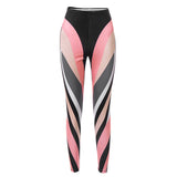 Puss Colorful Patchwork Women Pencil Pants Sporty Stripe Summer Trend Skinny Stretchy Casual Fitness Streetwear