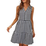 V Neck Plaid Sleeveless
